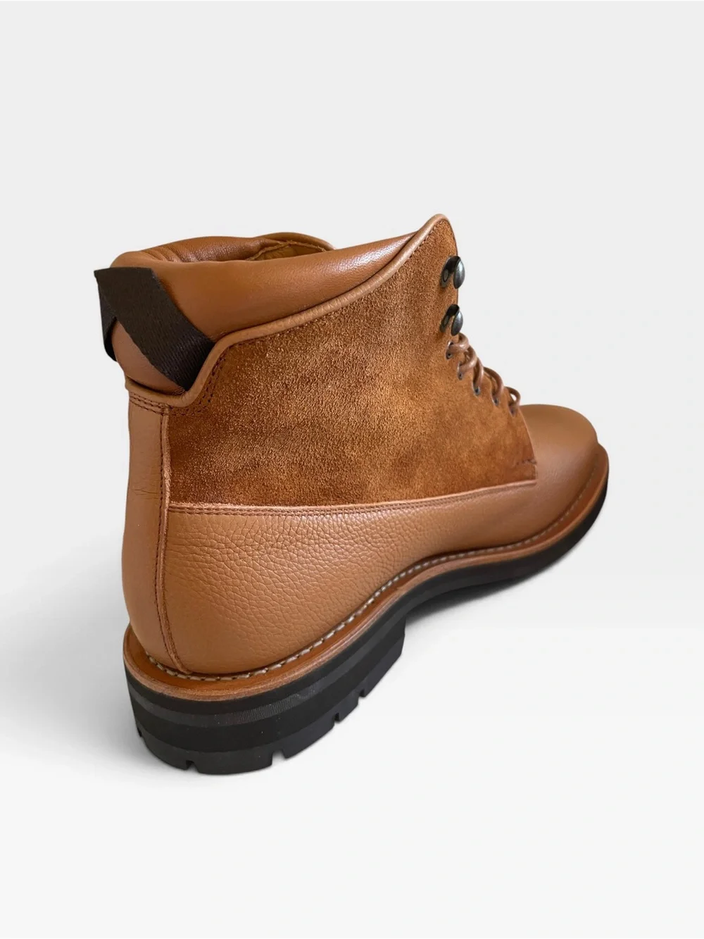 Heschung Raphia Boxing in Cognac Brown Leather Lace-Up Boots UK7 = US 7.5-8 New
